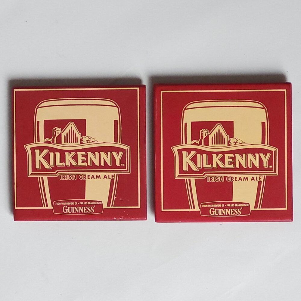KILKENNY Irish Cream Ale Coasters Pair CERAMIC x 2 Lot PAIR From GUINNESS